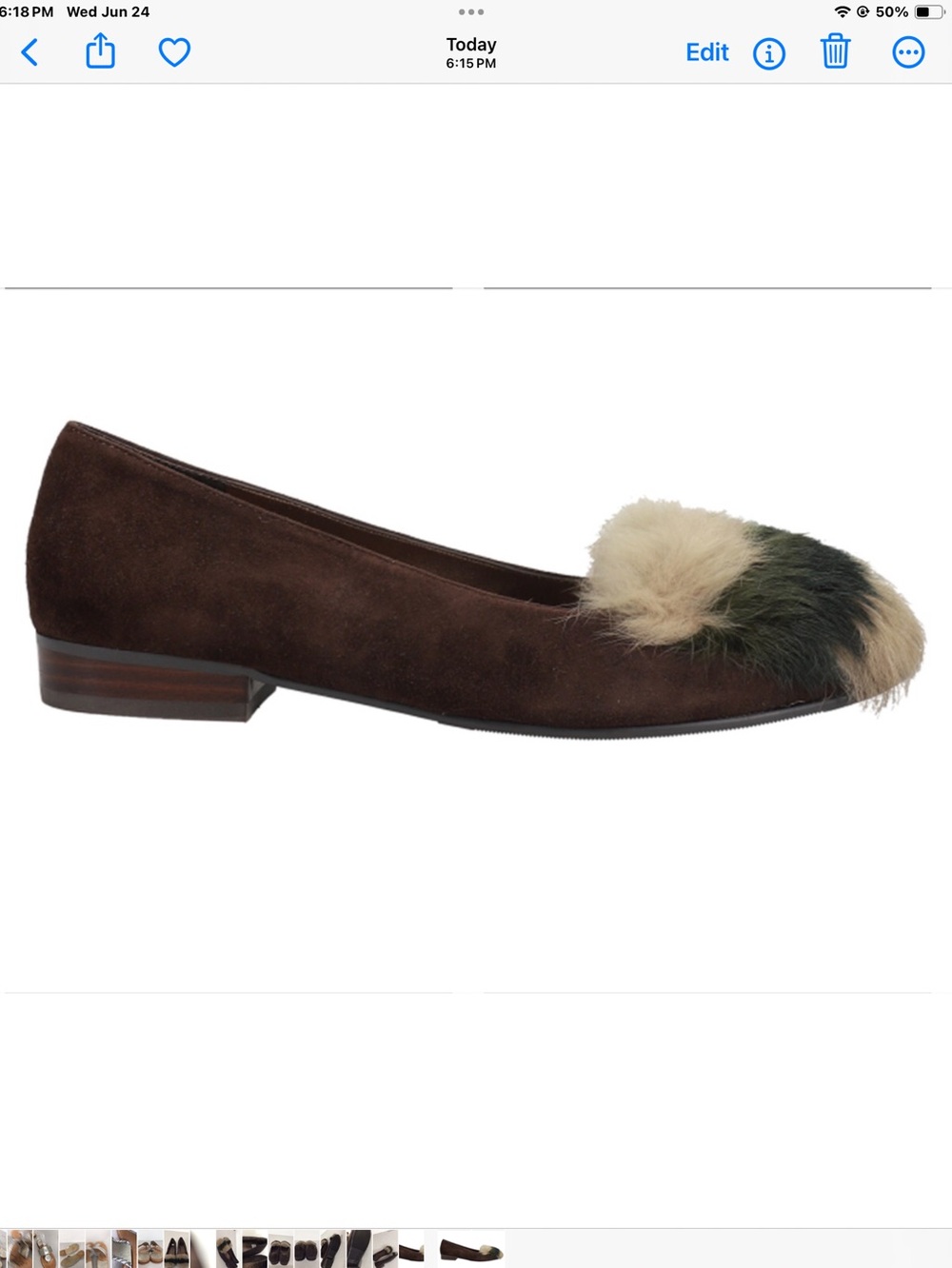 VANELI EDEL BALLET FLATS SIZE 9M BROWN LEATHER SUEDE RABBIT FUR NEW
